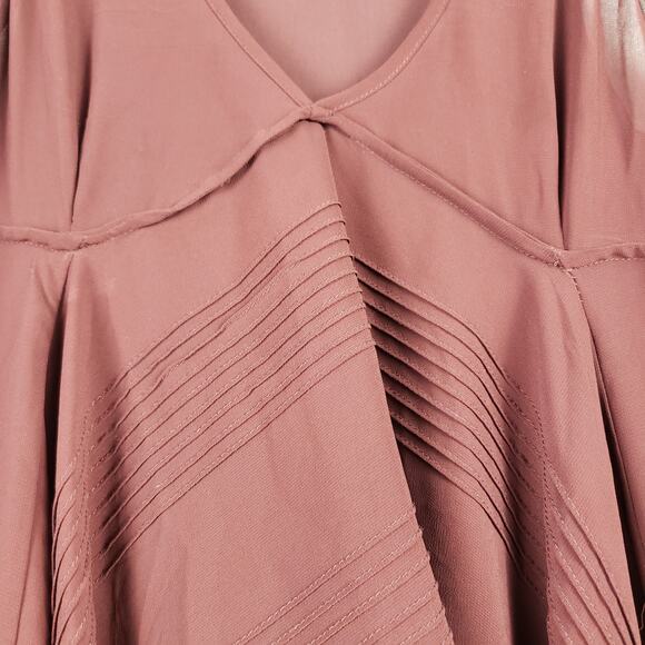 Lagenlook Asymmetrical Sheer Tunic Top Maroon Boho Flowy Romantic Women's XS - Picture 5 of 8